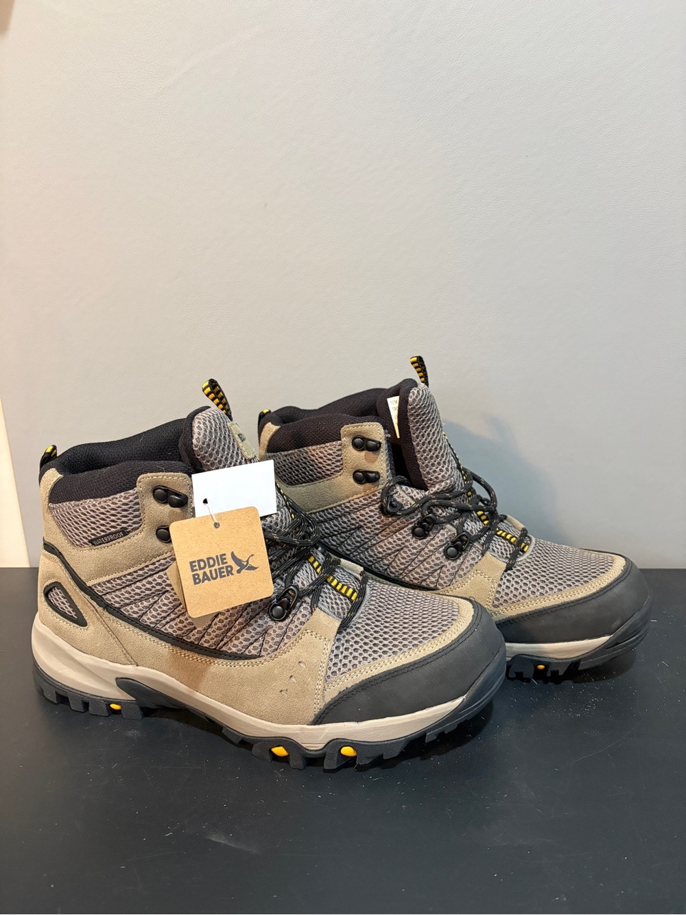Eddie Bauer Troy Mid Hiking Boots Men's Size 10 Tan & Gray NWT